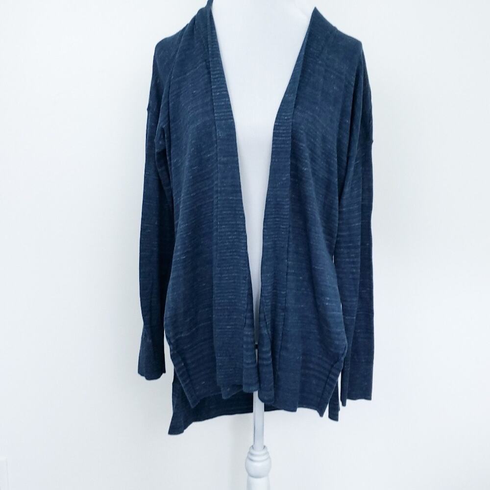 Lou & Grey Long Navy  Blue Cardigan Sweater, So Soft, Longer Back, Medium